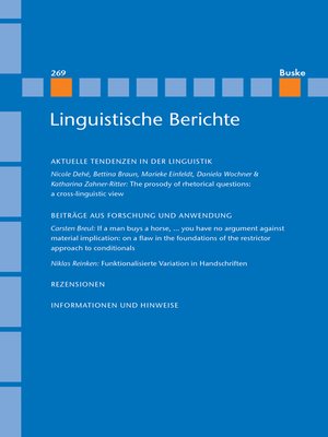 cover image of Linguistische Berichte Heft 269